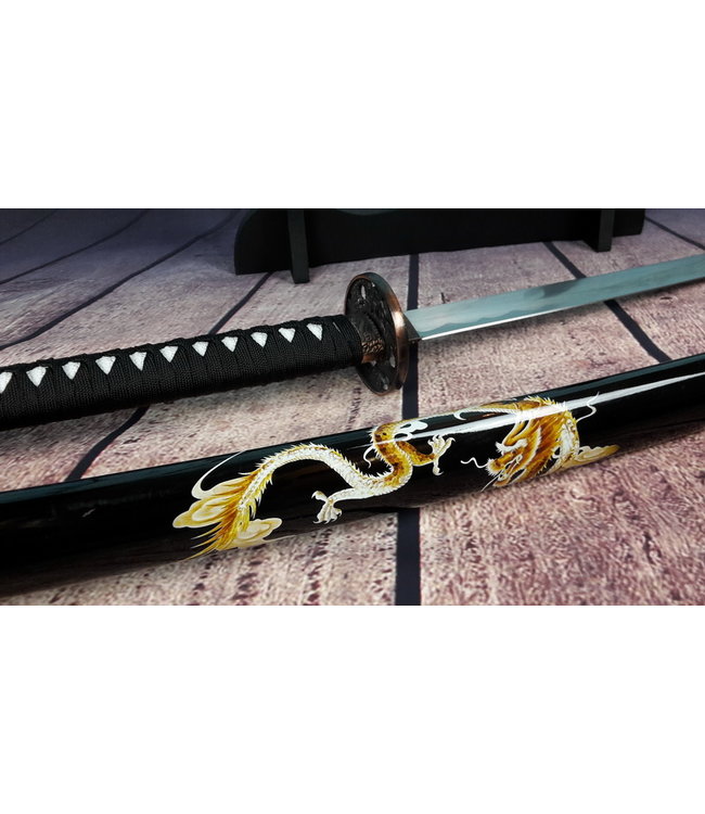 Samoerai zwaard met draak op saya