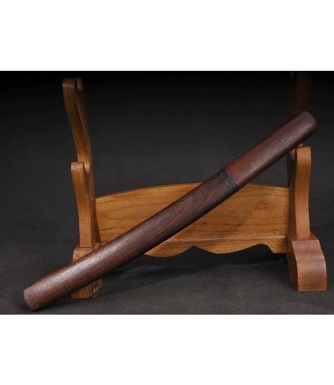 Shirasaya gebogen samurai tanto mes damast staal donker bruin