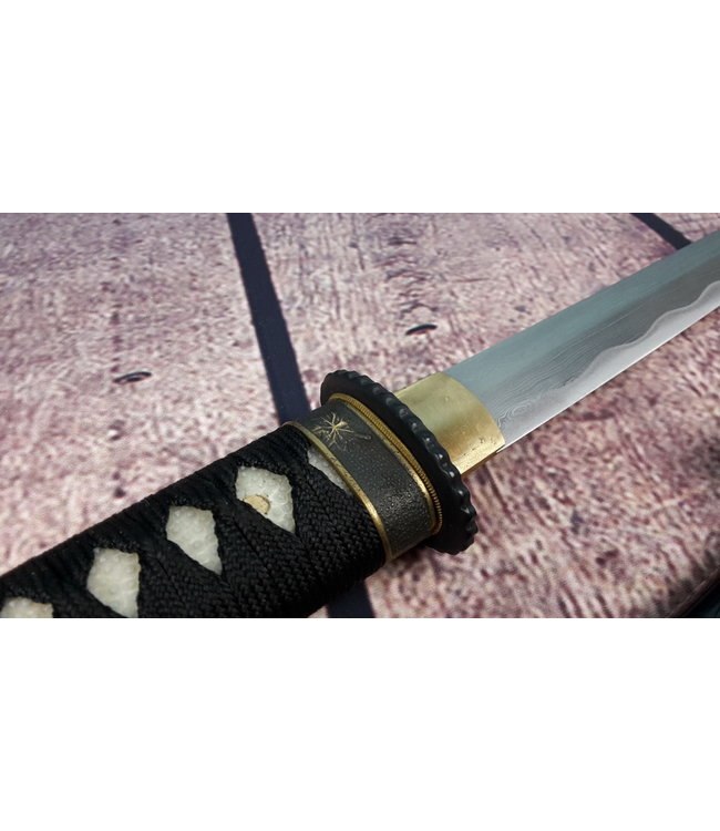 Gebogen samurai tanto mes damast staal