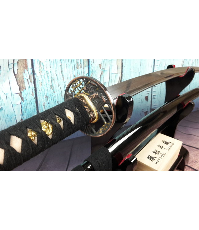 Damast staal samurai zwaard zwart (N)