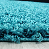 Rond Loca Shaggy Vloerkleed – Modern Uni Effen – Turquoise Blauw Hoogpolig & Zacht
