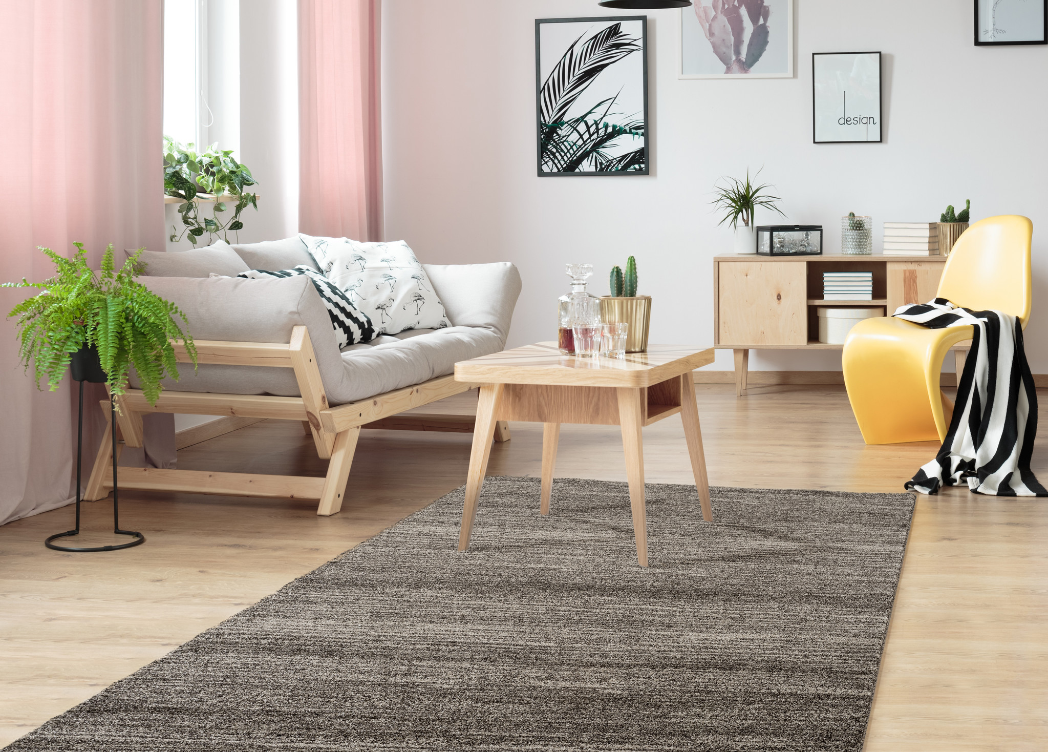 Tapijtenloods Loft Modern Effen Bruin vloerkleed Laagpolig