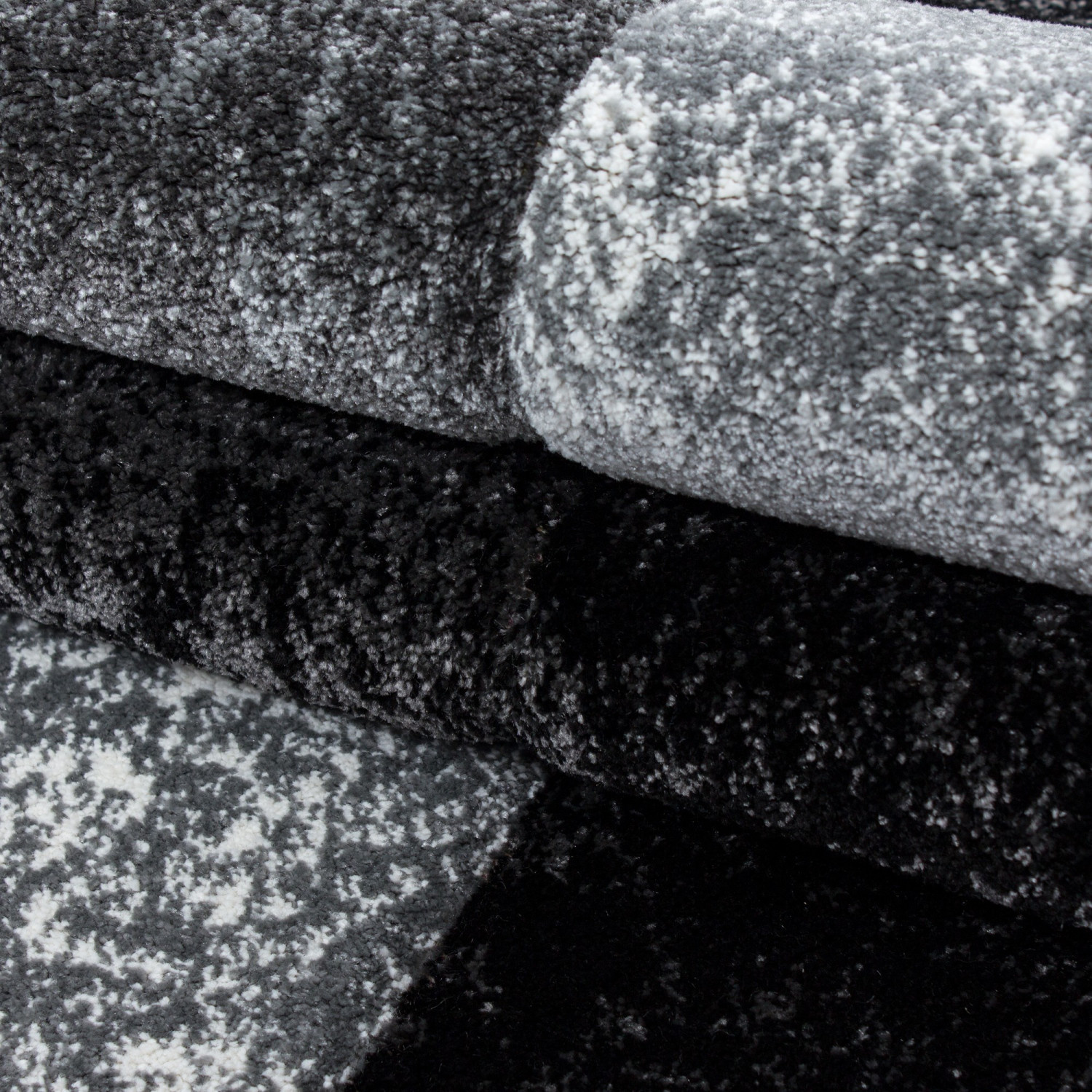 Basic Collection Modern Vloerkleed Zwart / Grijs Laagpolig