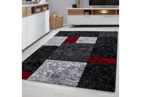 Basic Collection Modern Vloerkleed Rood / Grijs Laagpolig