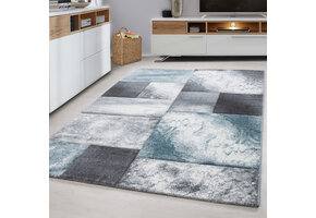 Hawaii Modern Vloerkleed Blauw / Grijs - Laagpolig Tapijt