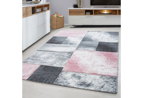Hawaii Modern Vloerkleed Roze / Grijs - Laagpolig Tapijt
