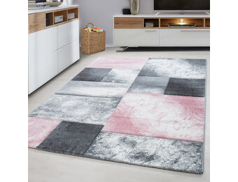 Hawaii Modern Vloerkleed Roze / Grijs - Laagpolig Tapijt