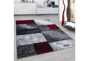 Hawaii Modern Vloerkleed Rood / Grijs - Laagpolig Tapijt