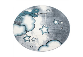Tapijtenloods Kids Dreams Rond Vloerkleed Kinderkamer Blauw / Grijs Laagpolig