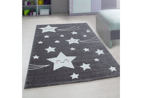 Kids Sterren Vloerkleed Kinderkamer Grijs Laagpolig