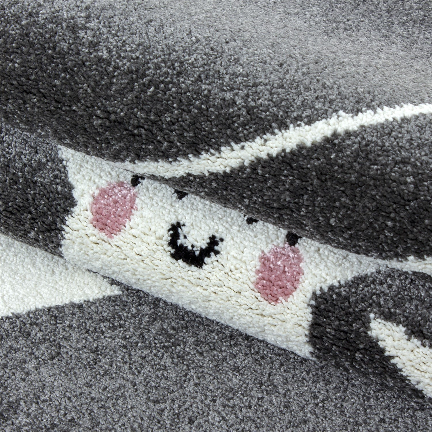 Kids Sterren Vloerkleed Kinderkamer Grijs Laagpolig