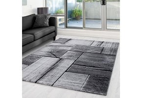 Parma Design Vloerkleed Zwart / Grijs Laagpolig