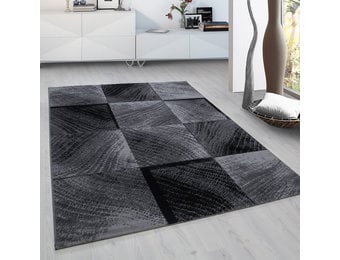 Plus Vloerkleed - Laagpolig Tapijt Woonkamer - Grijs / Zwart