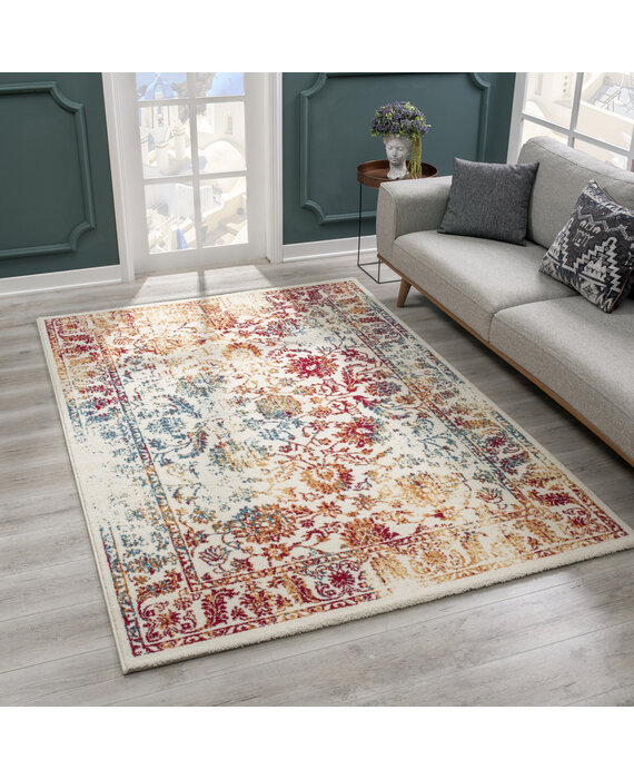 Laagpolig vloerkleed, Kleur Grijs, vierkanten ontwerp, 12443, Vloerkleed Rechthoekig, Vloerkleed woonkamer-eetkamer, 200 x 290 cm