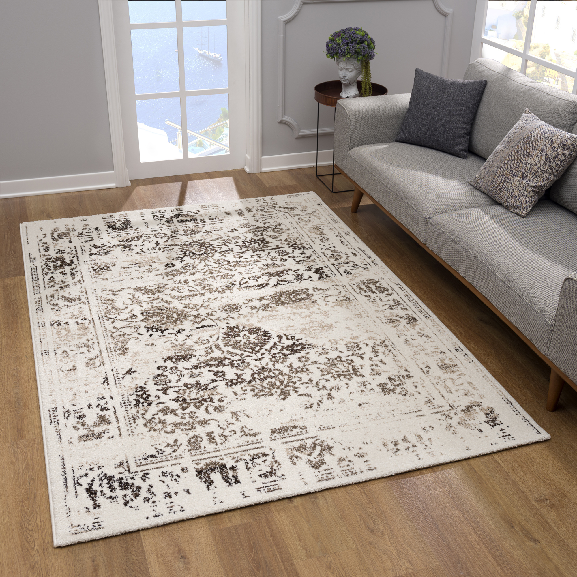 Tapijtenloods Vintage Garcon Vloerkleed Creme / Beige Laagpolig