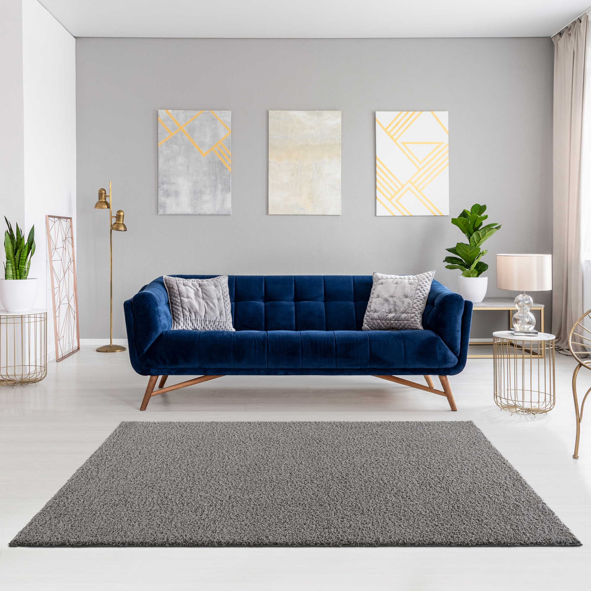 Loca Shaggy Vloerkleed – Modern Uni Effen – Lichtgrijs Hoogpolig & Zacht