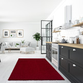 Loca Shaggy Vloerkleed – Modern Uni Effen – Rood Hoogpolig & Zacht