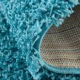 Rond Loca Shaggy Vloerkleed – Modern Uni Effen – Turquoise Blauw Hoogpolig & Zacht
