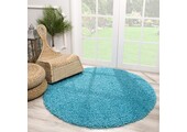 Rond Loca Shaggy Vloerkleed – Modern Uni Effen – Turquoise Blauw Hoogpolig & Zacht