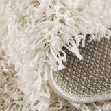 Rond Loca Shaggy Vloerkleed – Modern Uni Effen – Creme Hoogpolig & Zacht