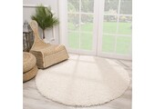 Rond Loca Shaggy Vloerkleed – Modern Uni Effen – Creme Hoogpolig & Zacht
