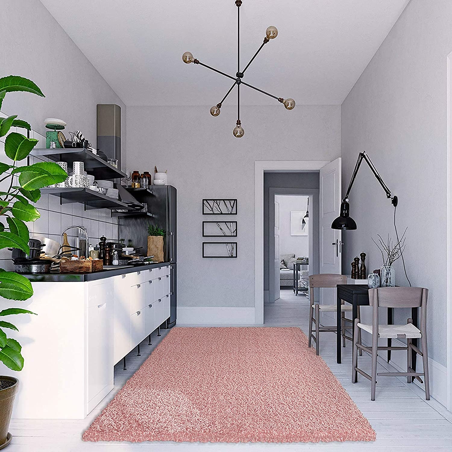 Loca Shaggy Vloerkleed – Modern Uni Effen – Roze Hoogpolig & Zacht