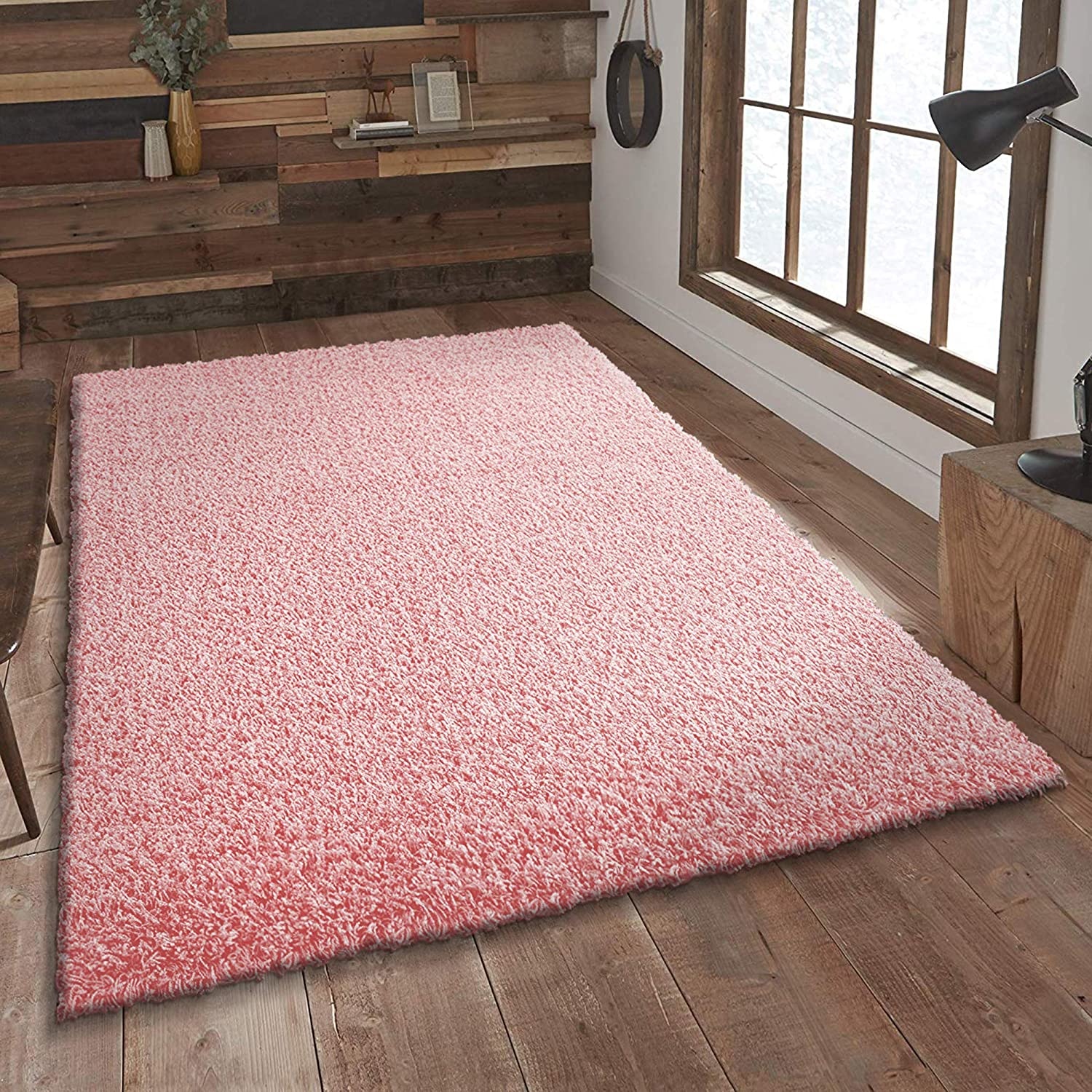 Loca Shaggy Vloerkleed – Modern Uni Effen – Roze Hoogpolig & Zacht