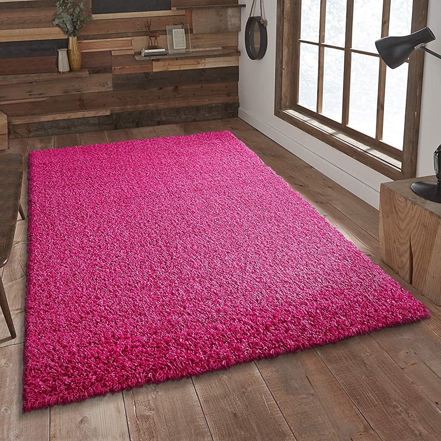 Loca Shaggy Vloerkleed – Modern Uni Effen – Roze Hoogpolig & Zacht