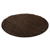 Basic Rond Shaggy vloerkleed Bruin Hoogpolig