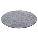 Basic Rond Shaggy vloerkleed Lichtgrijs Hoogpolig