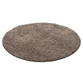 Basic Rond Shaggy vloerkleed Caramel Hoogpolig