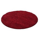 Basic Rond Shaggy vloerkleed Rood Hoogpolig