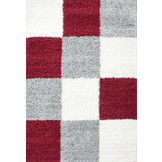 Tapijtenloods Basic Shaggy Geblokt vloerkleed Rood / Grijs Hoogpolig