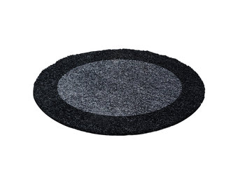 Tapijtenloods Basic Rond Shaggy Kader vloerkleed Antraciet / Grijs Hoogpolig