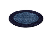 Tapijtenloods Basic Rond Shaggy Kader vloerkleed Blauw Hoogpolig