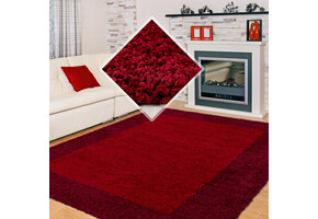 Basic Shaggy Kader vloerkleed Rood Hoogpolig