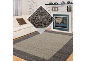 Tapijtenloods Basic Shaggy Kader vloerkleed Taupe Hoogpolig