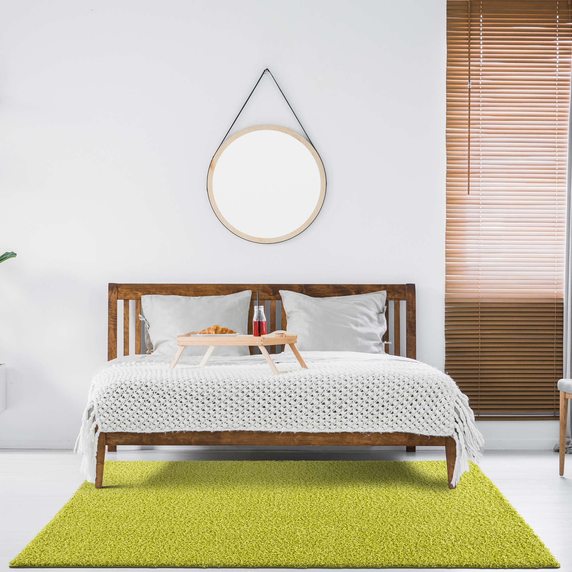 Loca Shaggy Vloerkleed – Modern Uni Effen – Groen Hoogpolig & Zacht