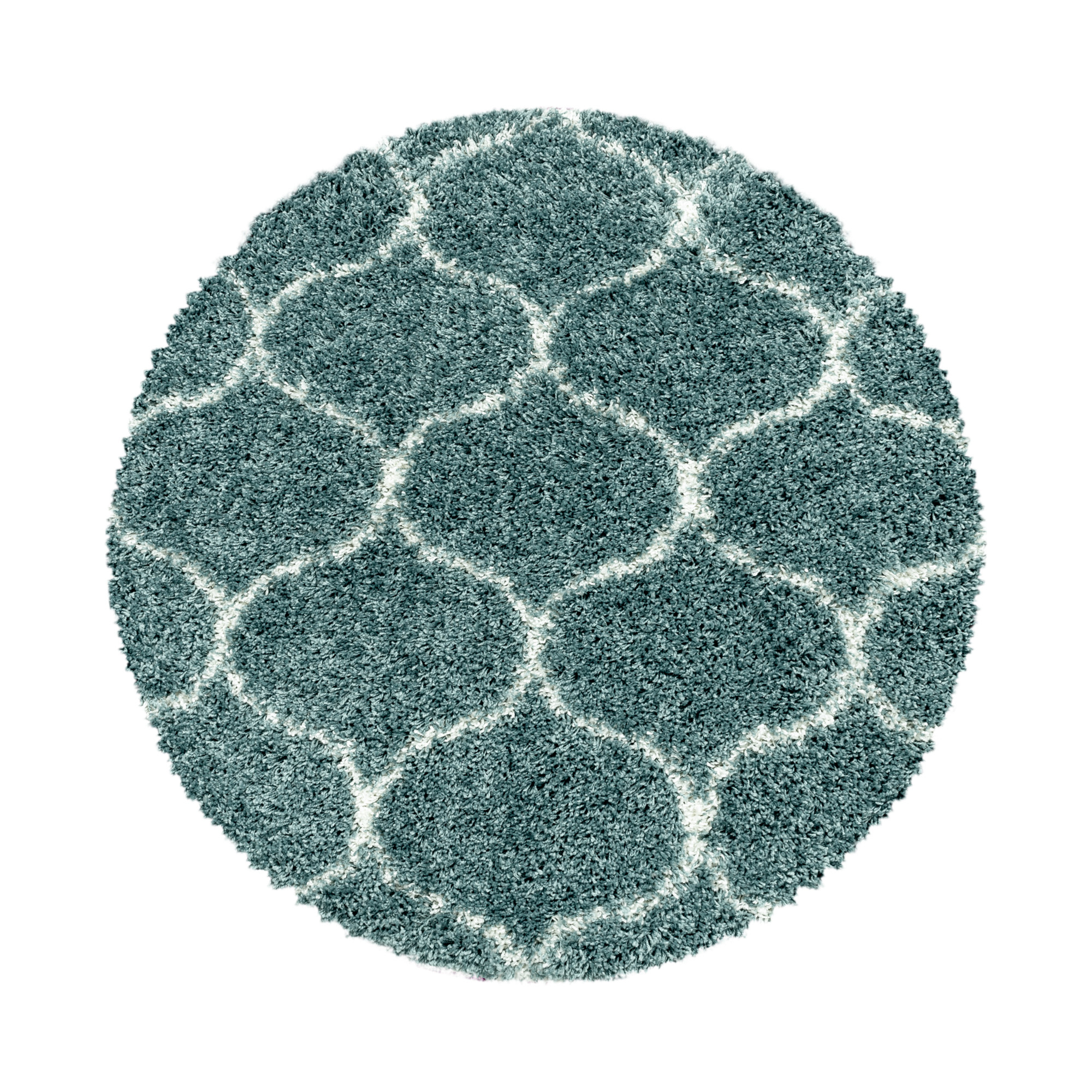 Tapijtenloods Opera Soft Shaggy Rond Hoogpolig Vloerkleed Blauw / Turquoise
