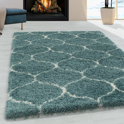 SALSA SHAGGY Himalaya Opera Soft Shaggy Hoogpolig Vloerkleed Blauw / Turquoise SALSA SHAGGY Himalaya Opera Soft Shaggy Hoogpolig Vloerkleed Blauw / Turquoise