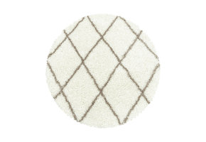 Harmony Soft Shaggy Rond Hoogpolig Vloerkleed Creme