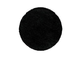 Monaco Soft Rond Shaggy Hoogpolig Vloerkleed Black