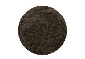 Pearl Soft Rond Shaggy Hoogpolig Vloerkleed Bruin