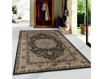 Tapijtenloods Gholam Oosters Klassiek Laagpolig Vloerkleed Zwart / Beige