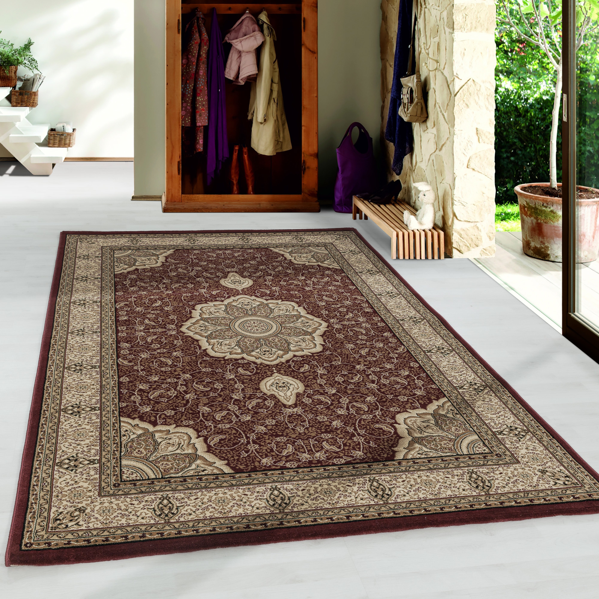 Isfahan Oosters Klassiek Laagpolig Vloerkleed Rood