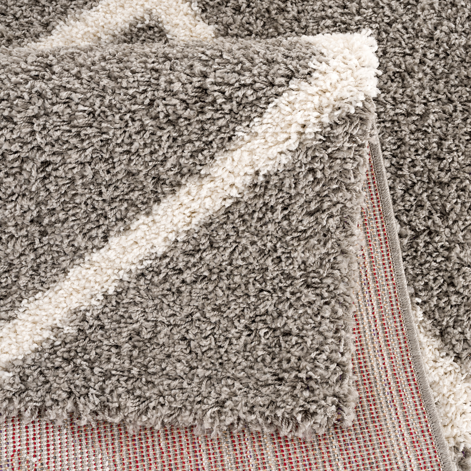 Hoogpolig Grijs Vloerkleed – Madrid Ruit Shaggy Tapijt – Fluffy & Luxe