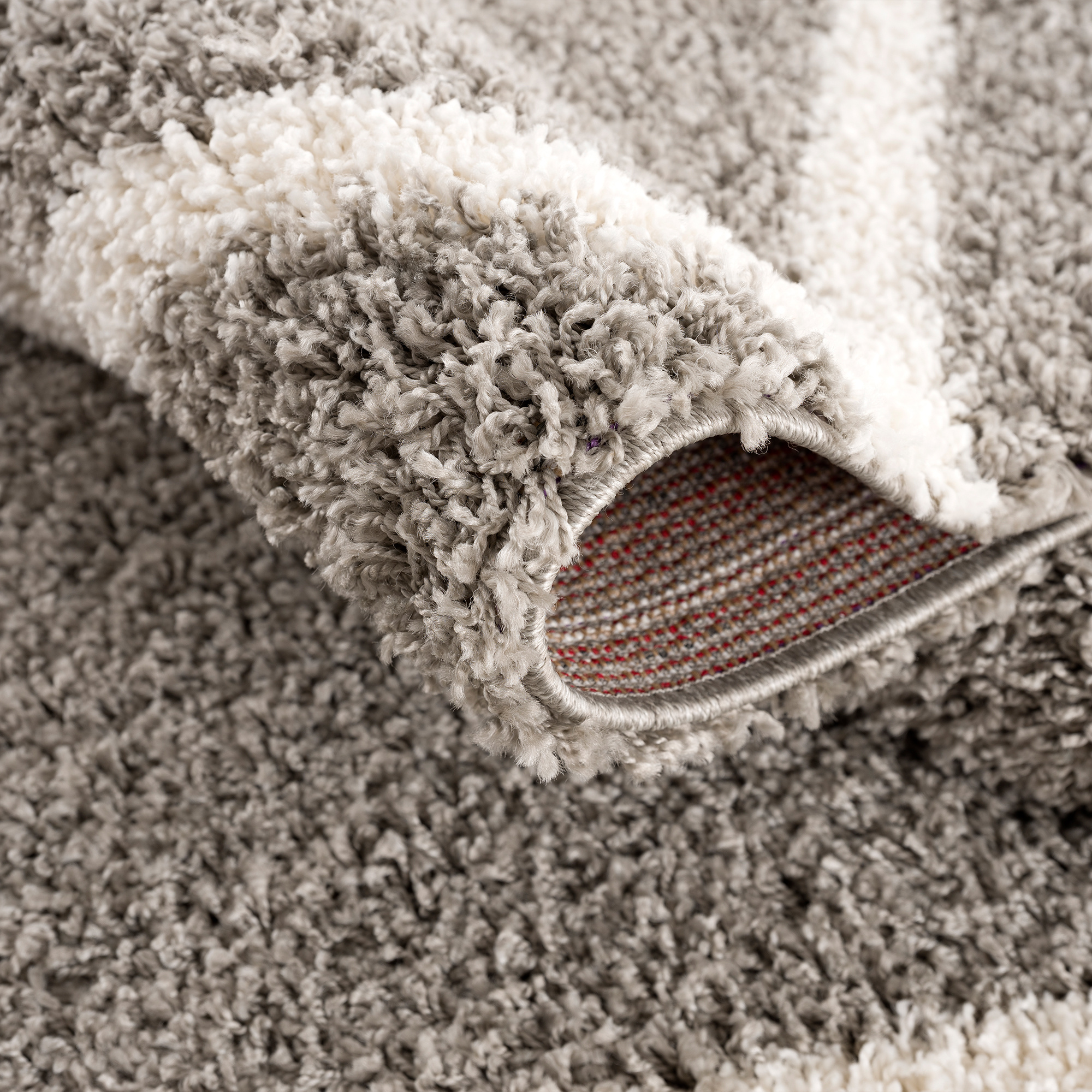 Hoogpolig Grijs Vloerkleed – Madrid Ruit Shaggy Tapijt – Fluffy & Luxe