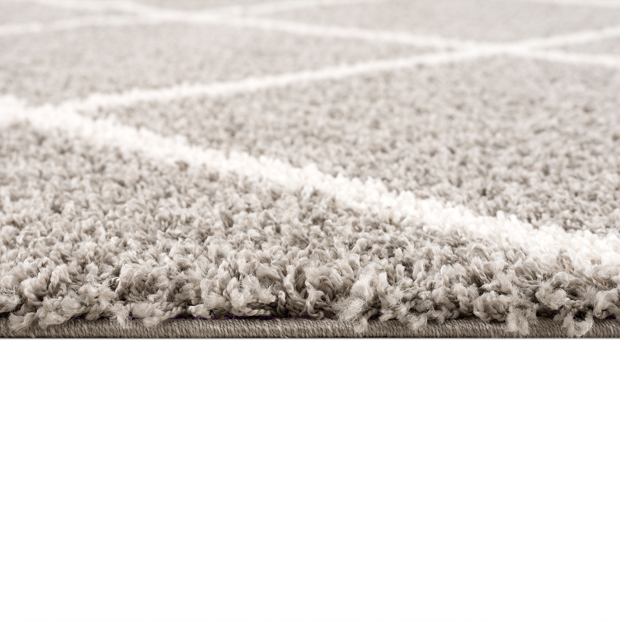 Hoogpolig Grijs Vloerkleed – Madrid Ruit Shaggy Tapijt – Fluffy & Luxe