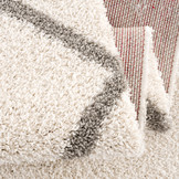 Hoogpolig Creme Rond Vloerkleed – Madrid Ruit Shaggy Tapijt – Fluffy & Luxe