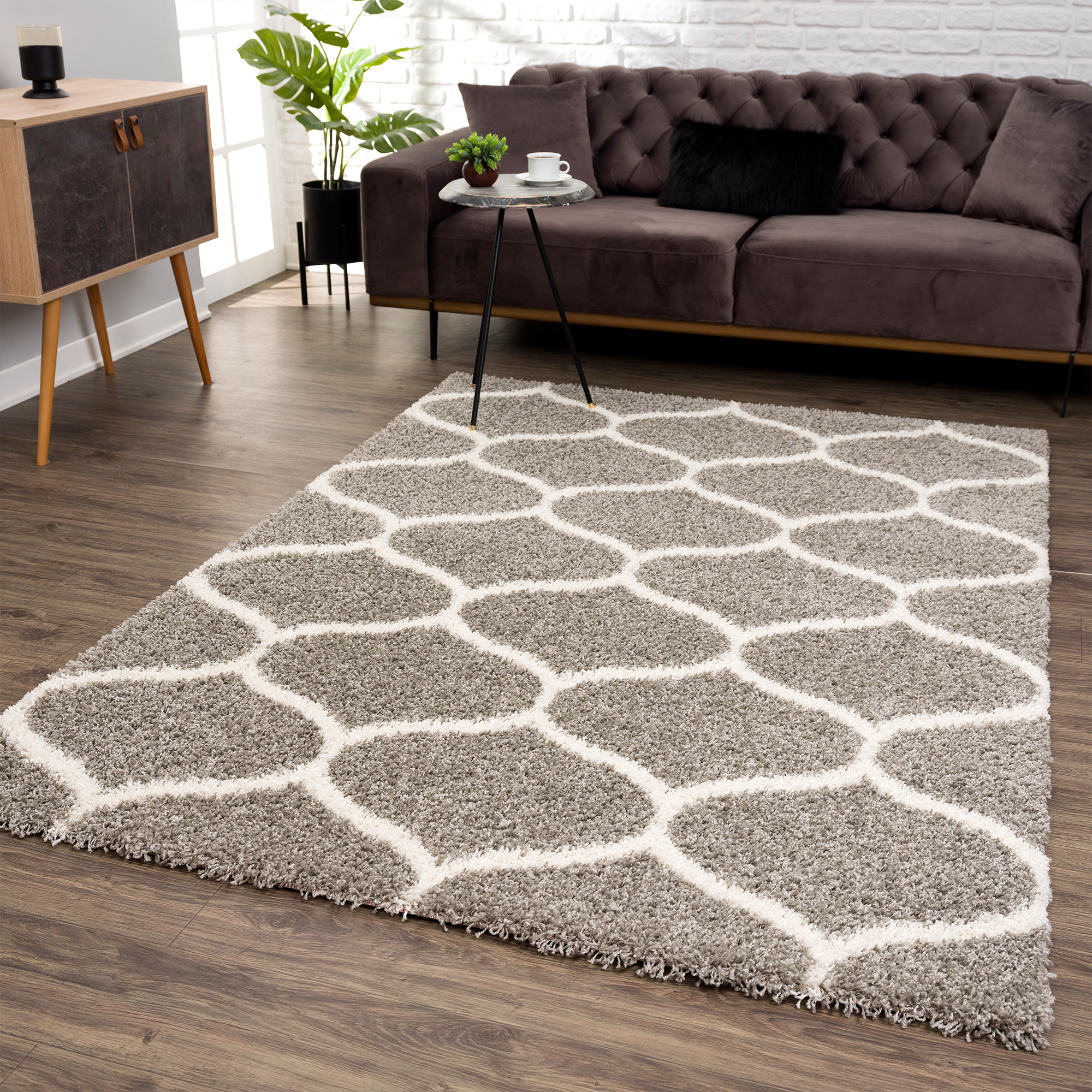 Hoogpolig Grijs Vloerkleed – Madrid Shaggy Tapijt – Fluffy & Luxe